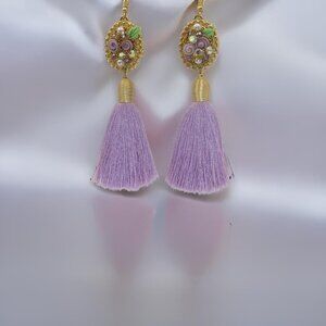Crystal & porcelain handmade earrings.